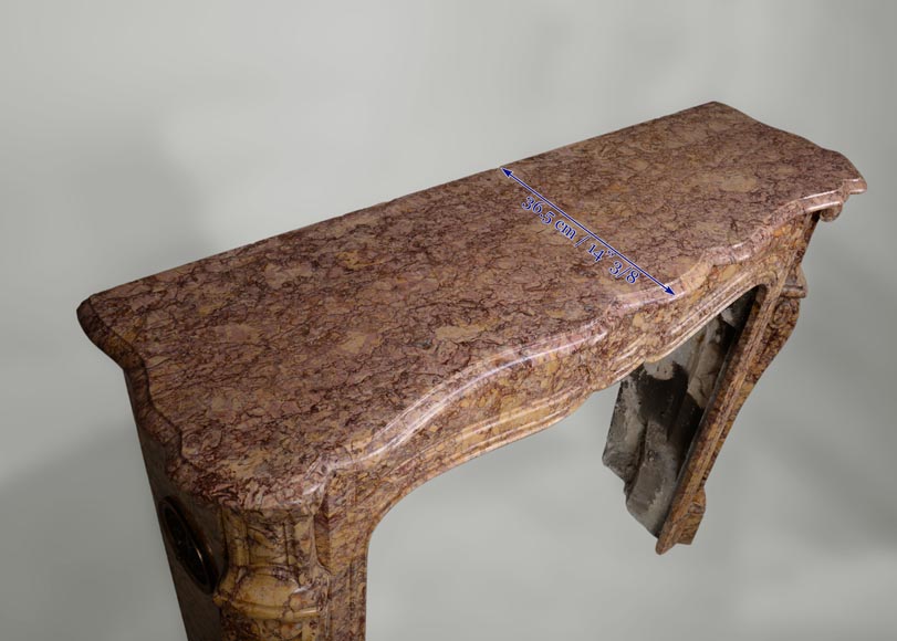 Antique Louis XV style fireplace, Pompadour model, in Brocatelle du Jura marble Antique Louis XV style fireplace, Pompadour model, in Brocatelle du Jura marble-8