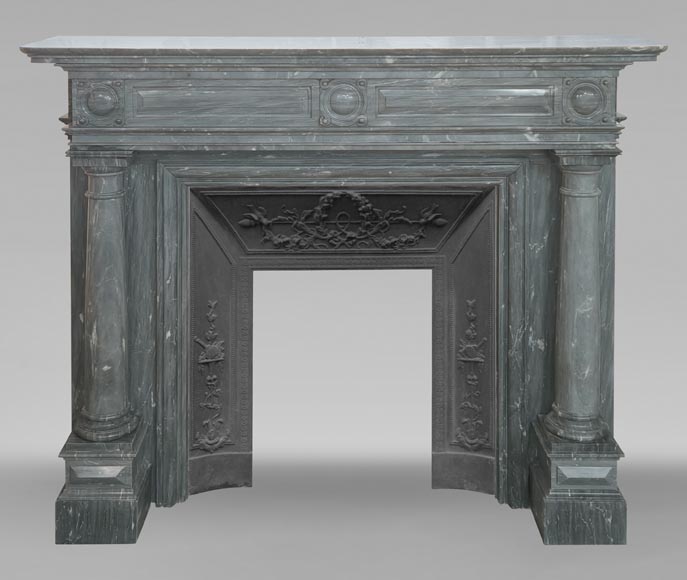 Napoleon III style mantel with detached columns in Turquin marble Napoleon III style mantel with detached columns in Turquin marble-0