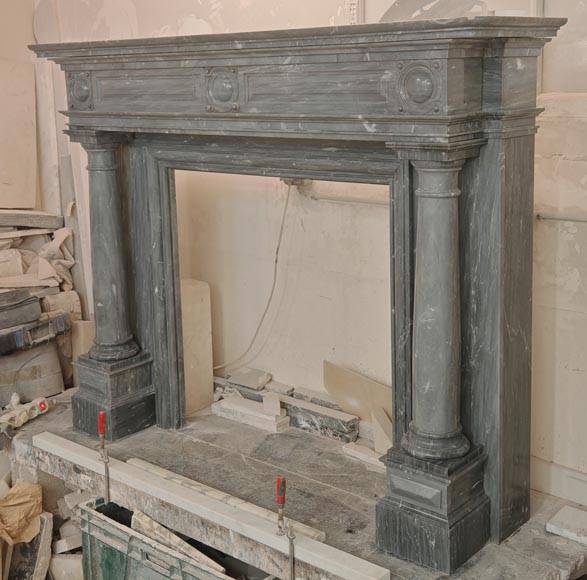 Napoleon III style mantel with detached columns in Turquin marble Napoleon III style mantel with detached columns in Turquin marble-5