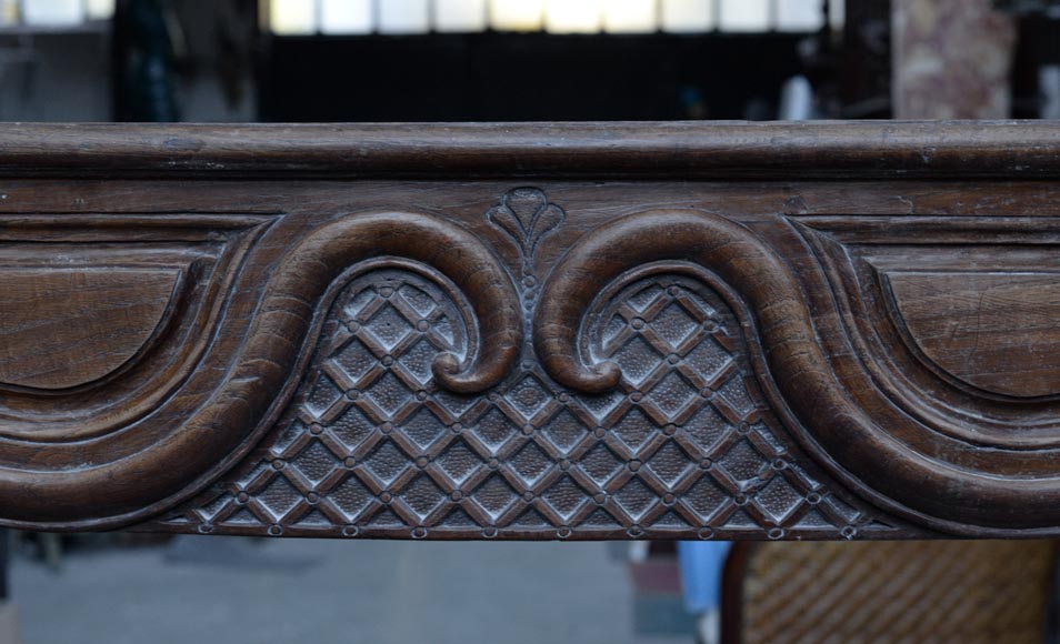 Large antique oak wood fireplace, Regence style, 1st half of the 19th c. Large antique oak wood fireplace, Regence style, 1st half of the 19th c.-1