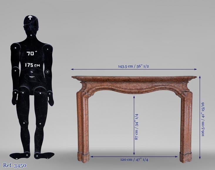 Regence style fireplace in Rosso Verona marble, early 20th century Regence style fireplace in Rosso Verona marble, early 20th century-9