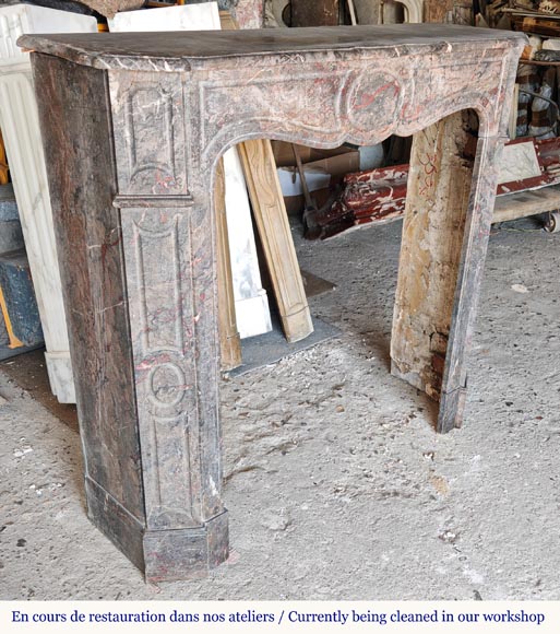 Louis XV style Pompadour mantel carved in Bois Jourdan marble Louis XV style Pompadour mantel carved in Bois Jourdan marble-2