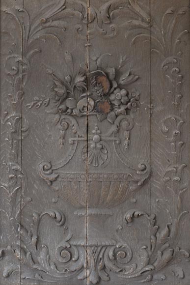 Big Napoleon III style double door made of carved wood Big Napoleon III style double door made of carved wood-2