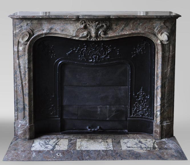 Antique Louis XV style fireplace in Red from the North marble with shell Antique Louis XV style fireplace in Red from the North marble with shell-0