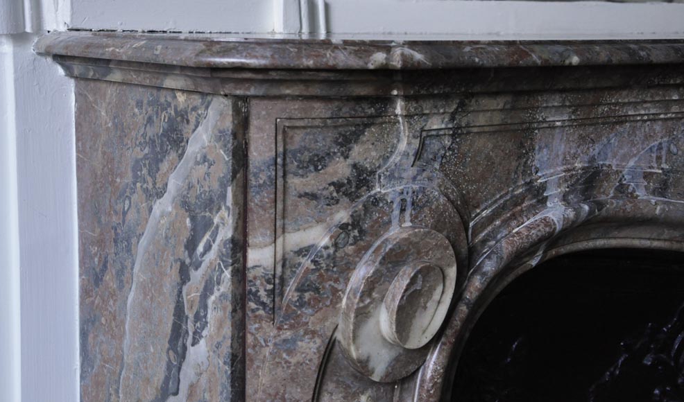 Antique Louis XV style fireplace in Red from the North marble with shell Antique Louis XV style fireplace in Red from the North marble with shell-3