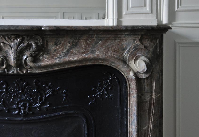 Antique Louis XV style fireplace in Red from the North marble with shell Antique Louis XV style fireplace in Red from the North marble with shell-6