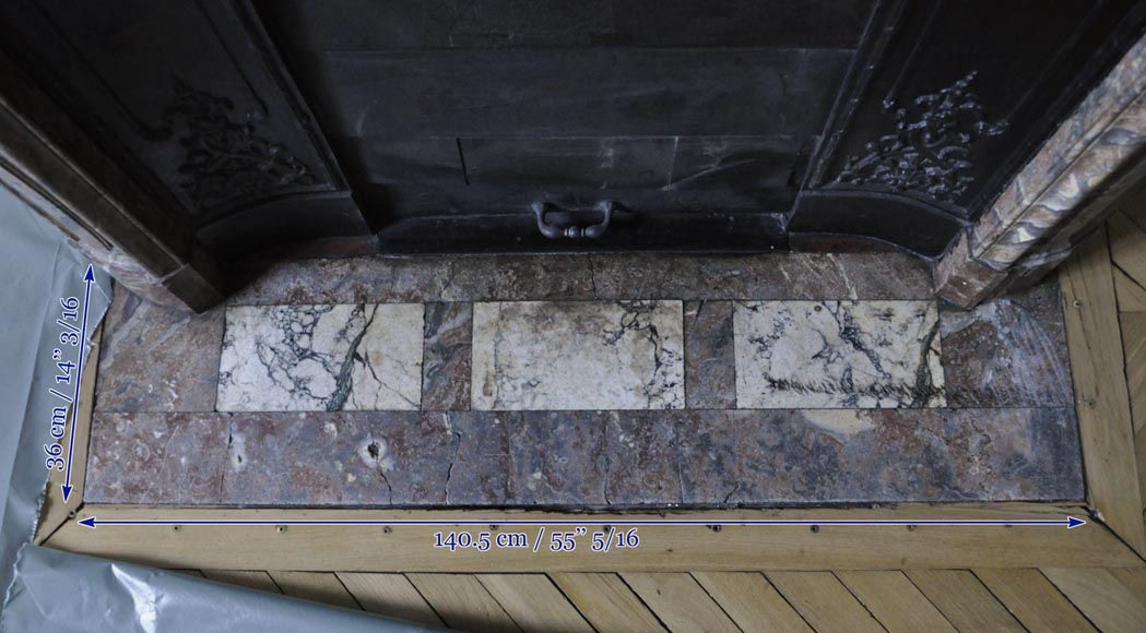 Antique Louis XV style fireplace in Red from the North marble with shell Antique Louis XV style fireplace in Red from the North marble with shell-8