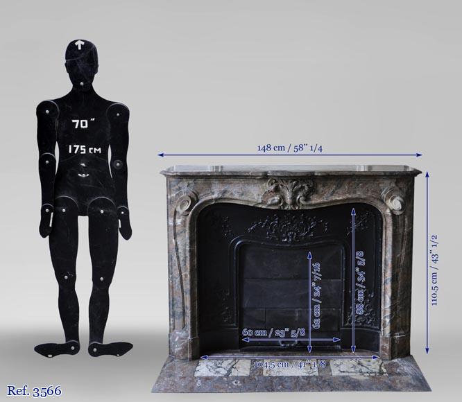 Antique Louis XV style fireplace in Red from the North marble with shell Antique Louis XV style fireplace in Red from the North marble with shell-10