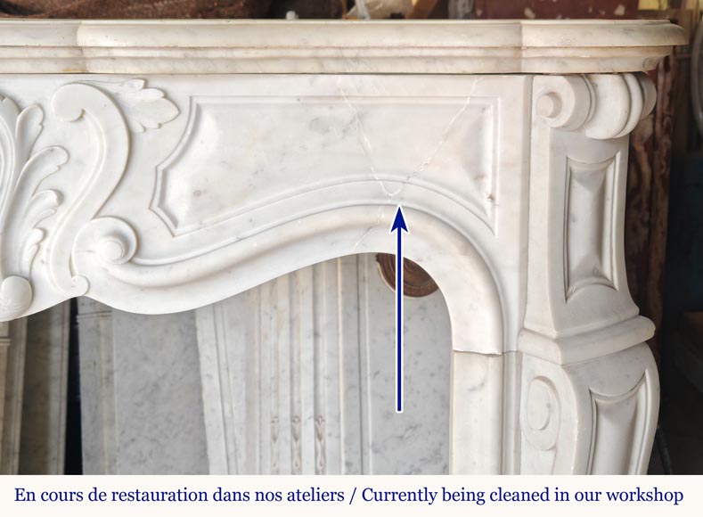 Small Louis XV mantel in Carrara marble Small Louis XV mantel in Carrara marble-7