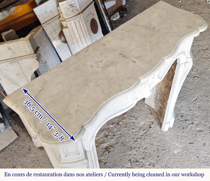 Small Louis XV mantel in Carrara marble Small Louis XV mantel in Carrara marble-9
