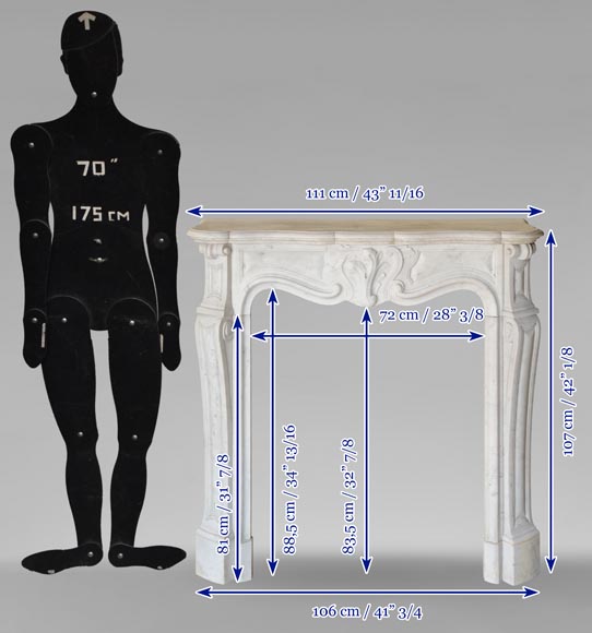 Small Louis XV mantel in Carrara marble Small Louis XV mantel in Carrara marble-10