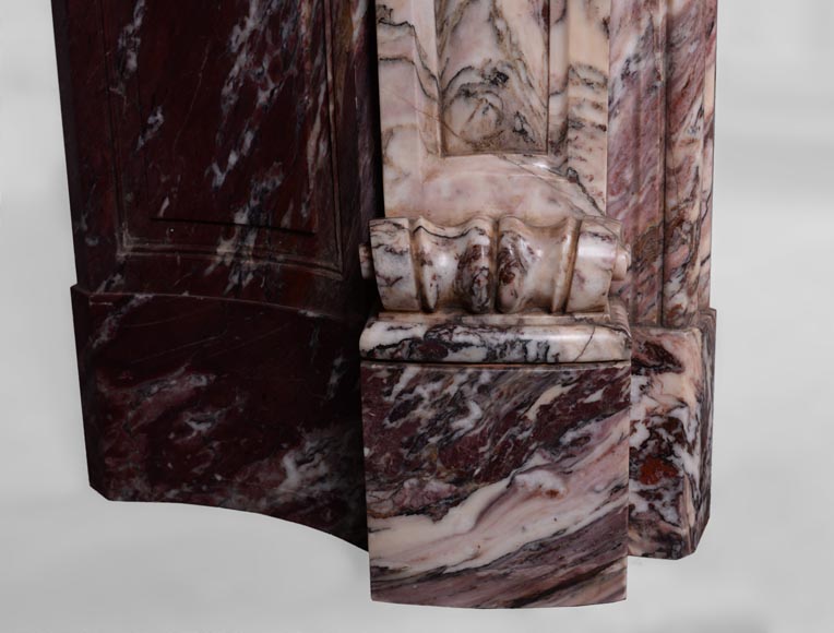 Exceptional antique Louis XV style fireplace in Fleur de Pêcher marble with large palmette Exceptional antique Louis XV style fireplace in Fleur de Pêcher marble with large palmette-7