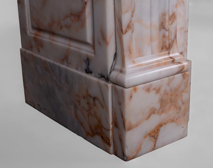 Beautiful antique Louis XVI style mantel in Orange veined marble in Skyros marble Beautiful antique Louis XVI style mantel in Orange veined marble in Skyros marble-5