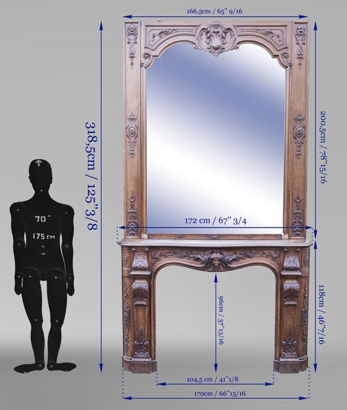 BARDIE Armand (cabinetmaker) - An antique Napoleon III style fireplace with its overmantel BARDIE Armand (cabinetmaker) - An antique Napoleon III style fireplace with its overmantel-19