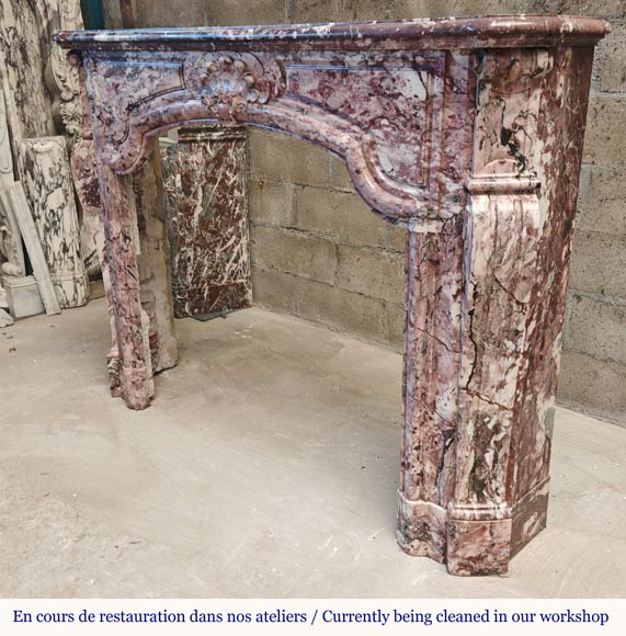 Fleur de Pécher pink marble Louis XV mantel Fleur de Pécher pink marble Louis XV mantel-5