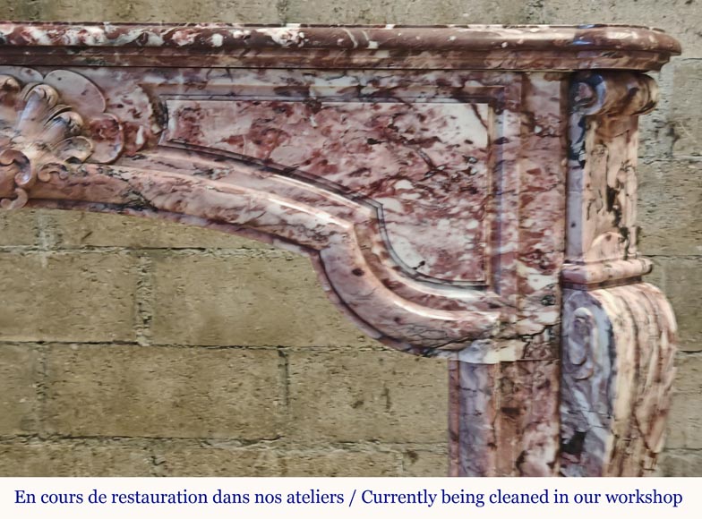 Fleur de Pécher pink marble Louis XV mantel Fleur de Pécher pink marble Louis XV mantel-6