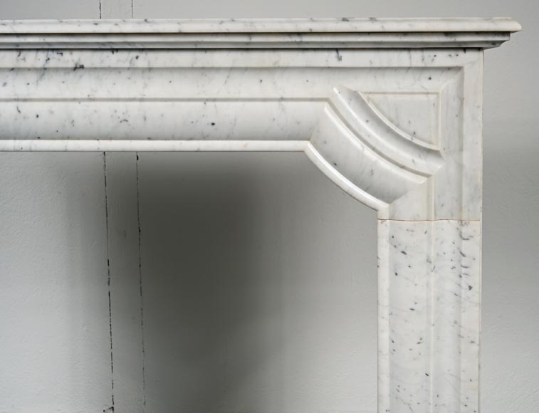 Louis XIV style mantel in speckled Carrara marble Louis XIV style mantel in speckled Carrara marble-7