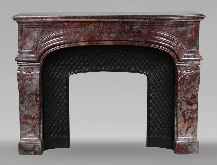 Regence style mantel in veined red marble Regence style mantel in veined red marble-0