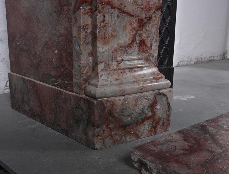 Regence style mantel in veined red marble Regence style mantel in veined red marble-5