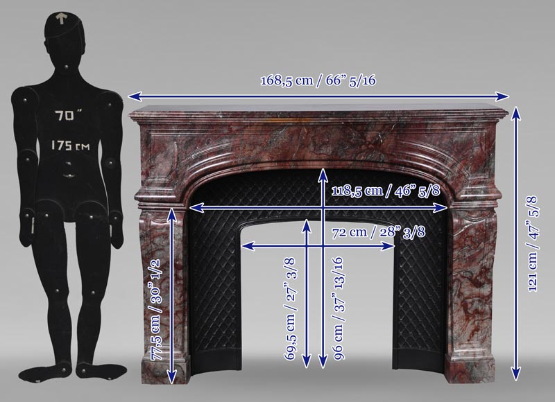 Regence style mantel in veined red marble Regence style mantel in veined red marble-11