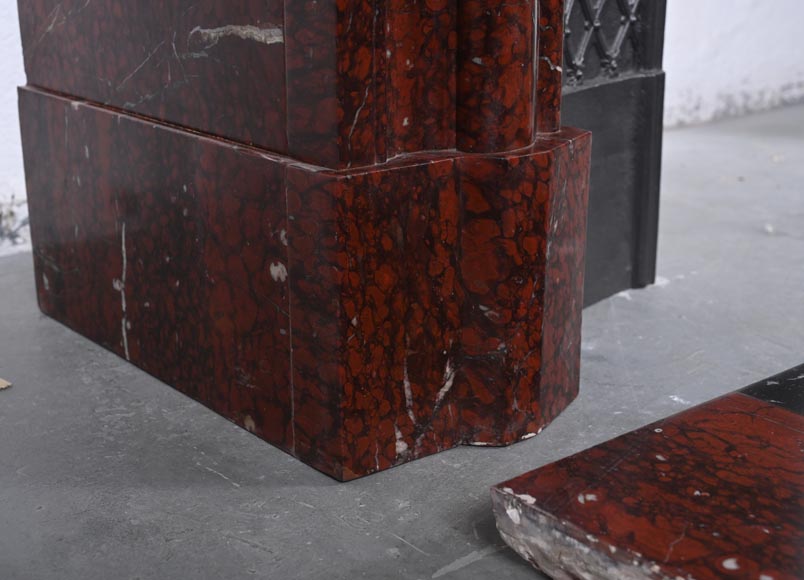 Louis XIV style Bolection mantel carved in Griotte marble Louis XIV style Bolection mantel carved in Griotte marble-4