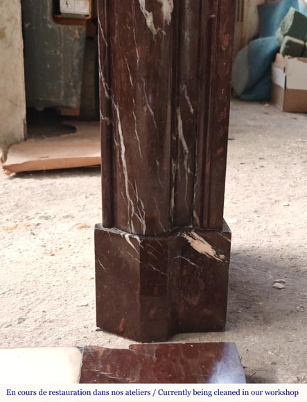 Louis XIV style Bolection mantel in Rouge Griotte marble Louis XIV style Bolection mantel in Rouge Griotte marble-6