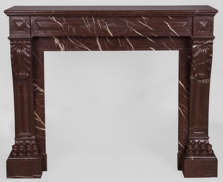 Antique Napoleon III style fireplace made out of Rouge Griotte marble with lion’s paws and Acanthus leaves Antique Napoleon III style fireplace made out of Rouge Griotte marble with lion’s paws and Acanthus leaves-0