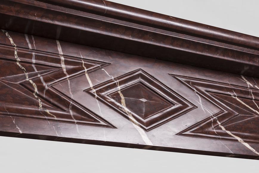 Antique Napoleon III style fireplace made out of Rouge Griotte marble with lion’s paws and Acanthus leaves Antique Napoleon III style fireplace made out of Rouge Griotte marble with lion’s paws and Acanthus leaves-2