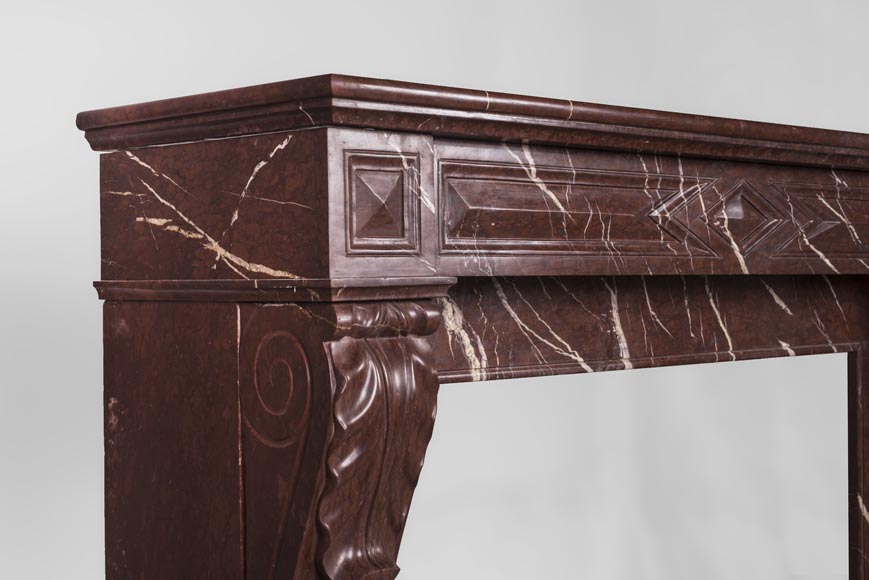 Antique Napoleon III style fireplace made out of Rouge Griotte marble with lion’s paws and Acanthus leaves Antique Napoleon III style fireplace made out of Rouge Griotte marble with lion’s paws and Acanthus leaves-4