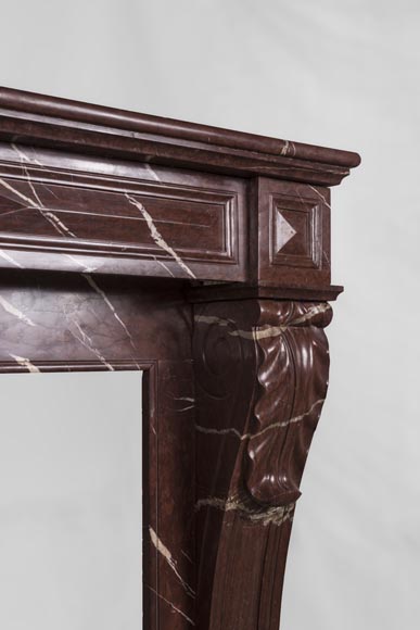 Antique Napoleon III style fireplace made out of Rouge Griotte marble with lion’s paws and Acanthus leaves Antique Napoleon III style fireplace made out of Rouge Griotte marble with lion’s paws and Acanthus leaves-8