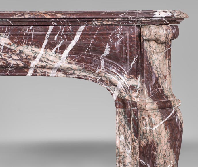 An antique Louis Xv style fireplace, Pompadour model, made out of Campan rubané marble An antique Louis Xv style fireplace, Pompadour model, made out of Campan rubané marble-6