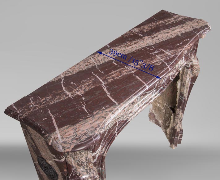 An antique Louis Xv style fireplace, Pompadour model, made out of Campan rubané marble An antique Louis Xv style fireplace, Pompadour model, made out of Campan rubané marble-8