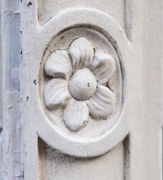 A beautiful antique richly sculpted fireplace from Louis XV period made out of painted oak A beautiful antique richly sculpted fireplace from Louis XV period made out of painted oak-5