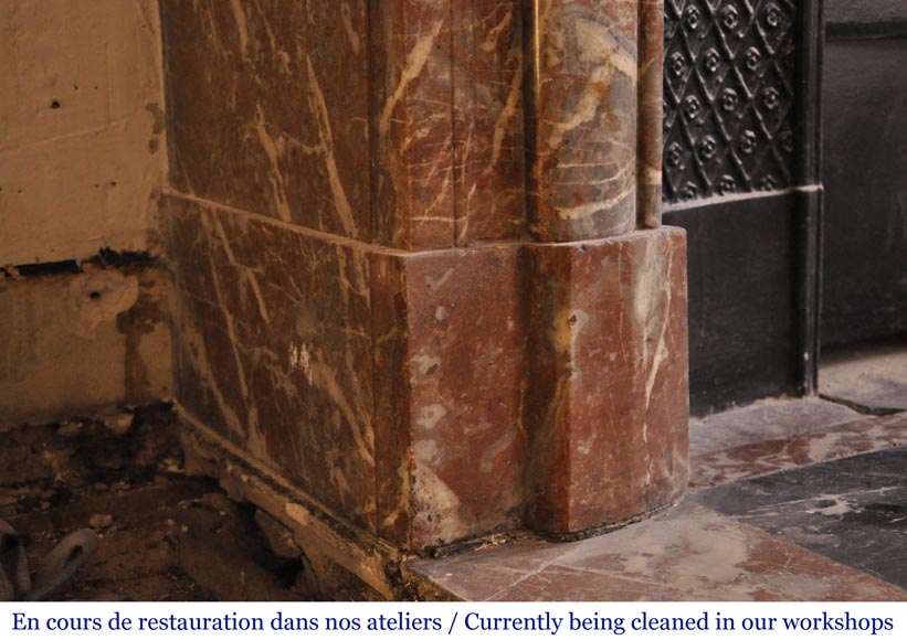 An antique Louis XIV style fireplace, made out of Rouge Royal marble An antique Louis XIV style fireplace, made out of Rouge Royal marble-4