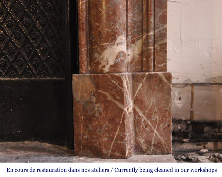 An antique Louis XIV style fireplace, made out of Rouge Royal marble An antique Louis XIV style fireplace, made out of Rouge Royal marble-7
