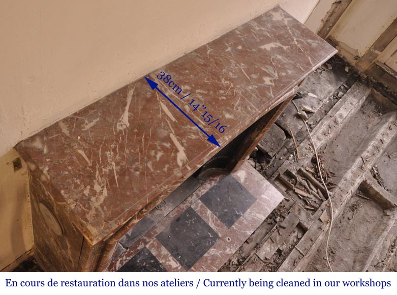 An antique Louis XIV style fireplace, made out of Rouge Royal marble An antique Louis XIV style fireplace, made out of Rouge Royal marble-8