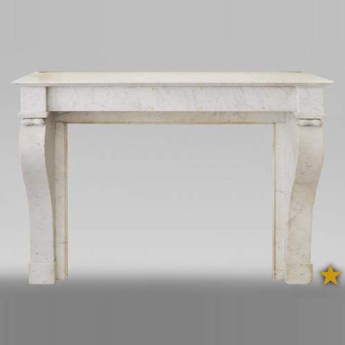Antique Restoration style fireplace in Carrara marble
