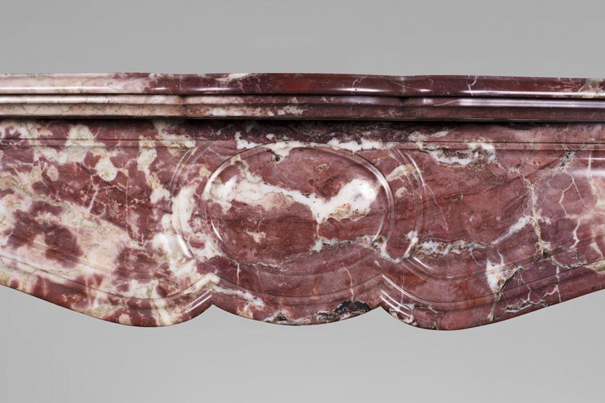 Antique Louis XV style fireplace, Pompadour in Fleur de Pêcher marble Antique Louis XV style fireplace, Pompadour in Fleur de Pêcher marble-1