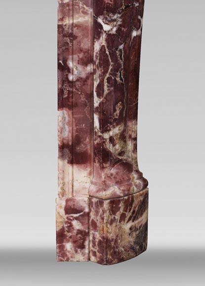 Antique Louis XV style fireplace, Pompadour in Fleur de Pêcher marble Antique Louis XV style fireplace, Pompadour in Fleur de Pêcher marble-7