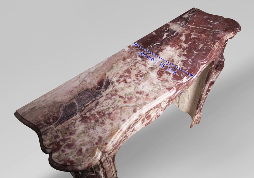 Antique Louis XV style fireplace, Pompadour in Fleur de Pêcher marble Antique Louis XV style fireplace, Pompadour in Fleur de Pêcher marble-8