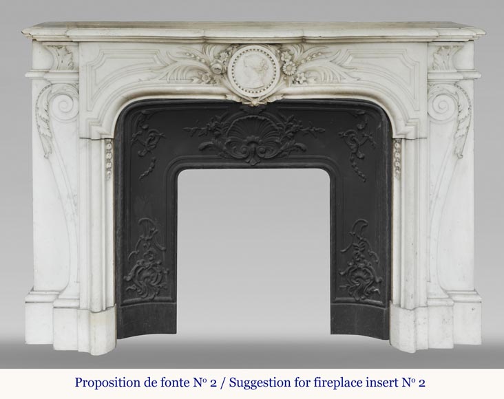 Antique Napoleon III fireplace with a woman's profile decoration in a medallion Antique Napoleon III fireplace with a woman's profile decoration in a medallion-16