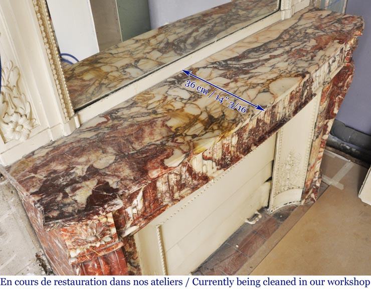 Antique Louis XVI style mantel with rudentures in red Onyx Antique Louis XVI style mantel with rudentures in red Onyx-8