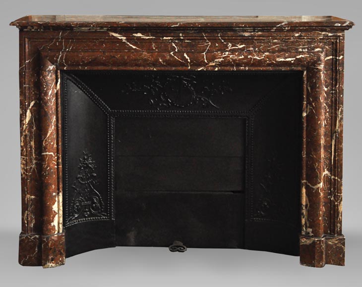 Antique Louis XIV style fireplace in Red from the North marble with its cast iron insert Antique Louis XIV style fireplace in Red from the North marble with its cast iron insert-0