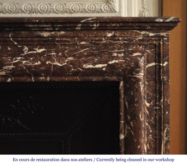 Antique Louis XIV style fireplace in Red from the North marble with its cast iron insert Antique Louis XIV style fireplace in Red from the North marble with its cast iron insert-6