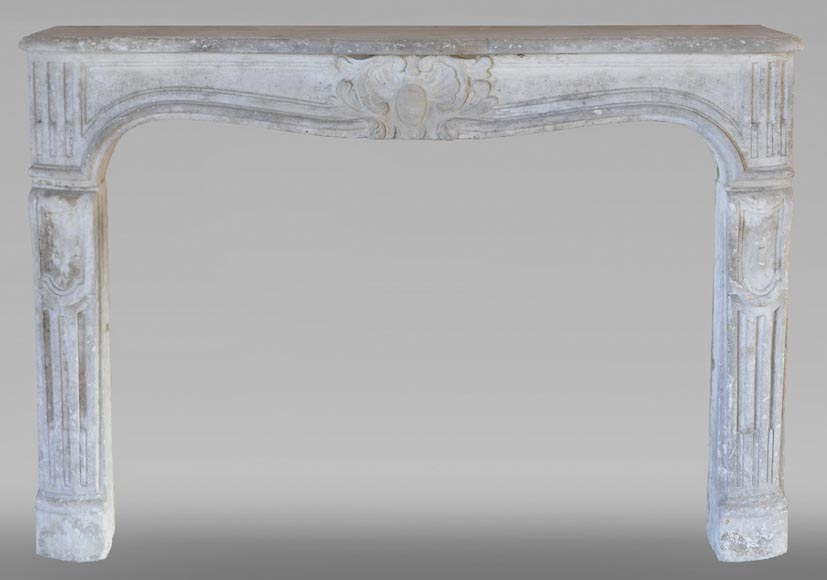 Antique Louis XV period fireplace in sculpted stone Antique Louis XV period fireplace in sculpted stone-0