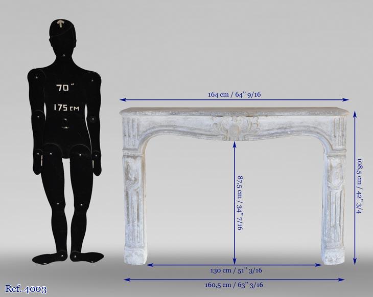 Antique Louis XV period fireplace in sculpted stone Antique Louis XV period fireplace in sculpted stone-11