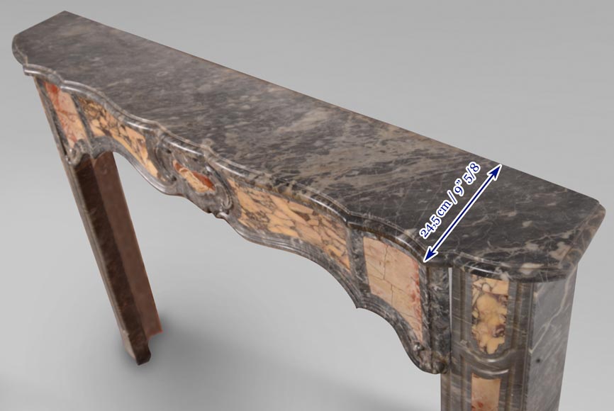 18th century Provençal marble mantelpiece in Turquin marble, Violet Breche and Sarrancolin Fantastico 18th century Provençal marble mantelpiece in Turquin marble, Violet Breche and Sarrancolin Fantastico-8