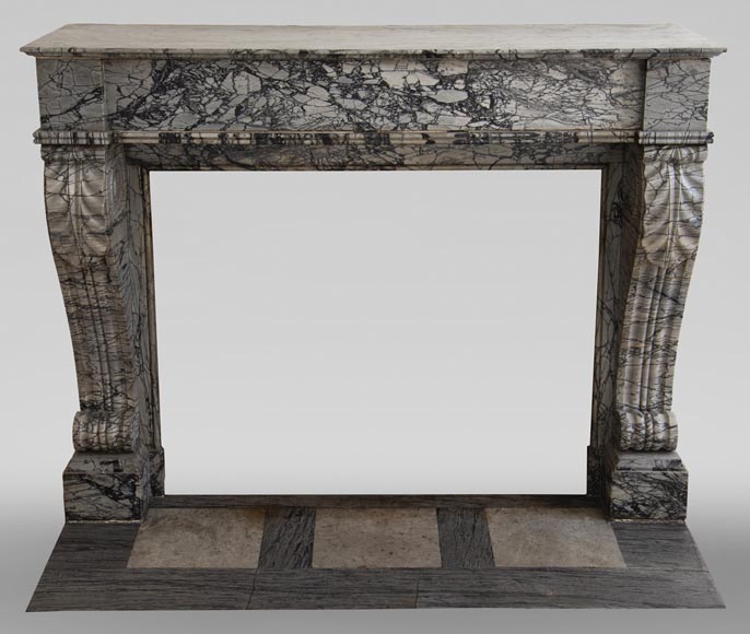 Antique Restoration style fireplace in Bleu Fleuri marble Antique Restoration style fireplace in Bleu Fleuri marble-0