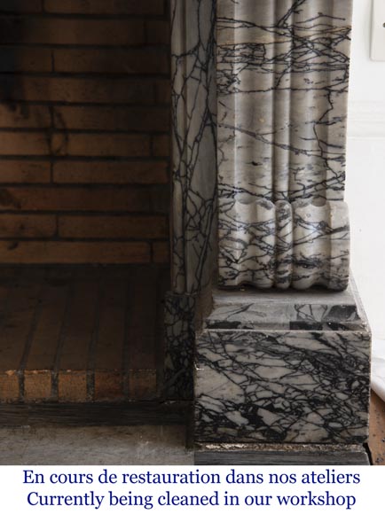 Antique Restoration style fireplace in Bleu Fleuri marble Antique Restoration style fireplace in Bleu Fleuri marble-8