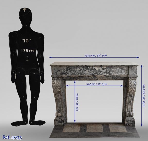 Antique Restoration style fireplace in Bleu Fleuri marble Antique Restoration style fireplace in Bleu Fleuri marble-11